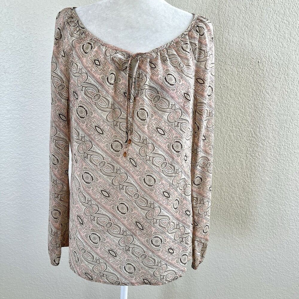 Ann Taylor Loft Light Pink Floral Blouse Shirt Women Size 10 Paisley Print Sheer